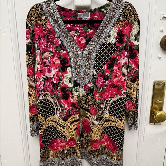 JM Collection Tops - JM Collection Floral V Neck Tunic Blouse XL